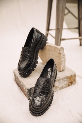 Women's Mokka Croco Black | Freeman T. Porter Shoes