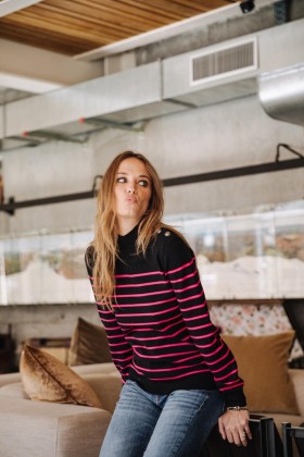 Women's Pansy Stripes Fuchsia | Freeman T. Porter Knitwear