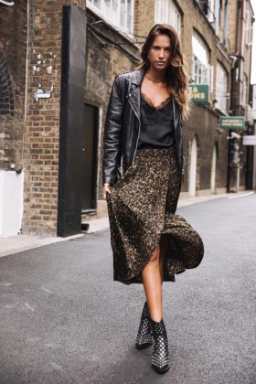  Vestidos e saias Josepha Leopardo Khaki femininos | Freeman T. Porter