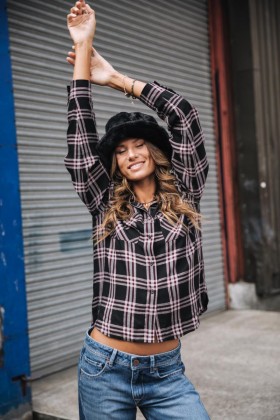 Tickya Plaid Nero da Donna | Top e Camicie Freeman T. Porter