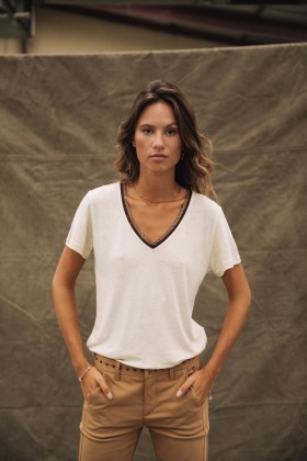  T-shirt da donna Tonia Linen Beige | Freeman T. Porter