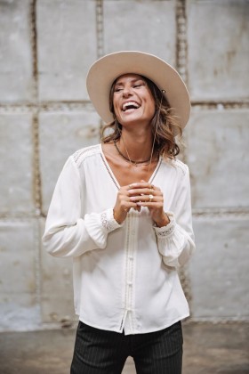  Damska bluzka Belissa Plain Color Egret | Bluzki i koszule Freeman T. Porter