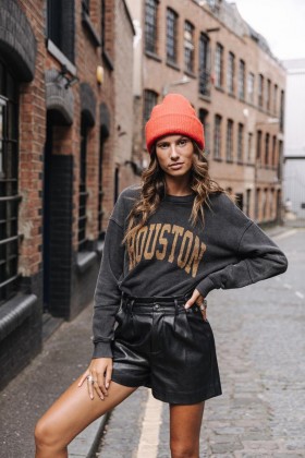  Ženska majica s printom Solene Houston Old Black | Pletenina Freeman T. Porter