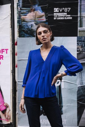  Femme Kamille Voile Elektrisch Blauw | Freeman T. Porter Tops en chemises