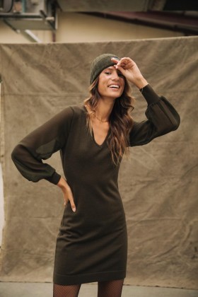  Robe Rosaland unie vert kombu pour femme | Robes et jupes Freeman T. Porter